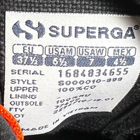 Womens SUPERGA 2750 Cotu Black Classic Sneakers / Size 7 - Picture 11 of 11